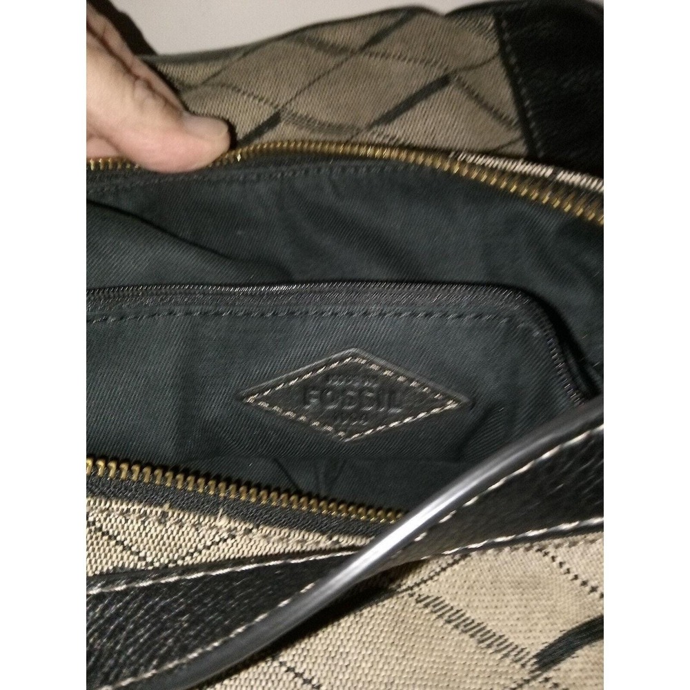 Fossil Black/Grey Fabric/Leather Hobo Shoulder Bag Issue No 1954 - Picture 5 of 6